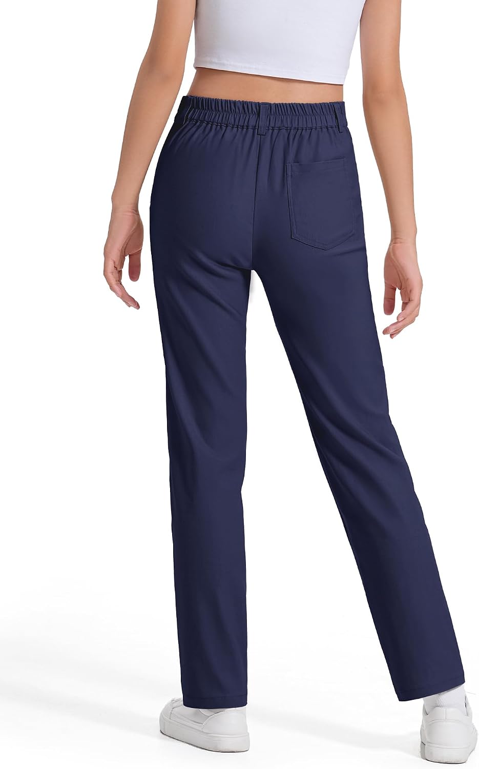 Girls Uniform Pants Kids Dress Pants High Stretchy with Pockets