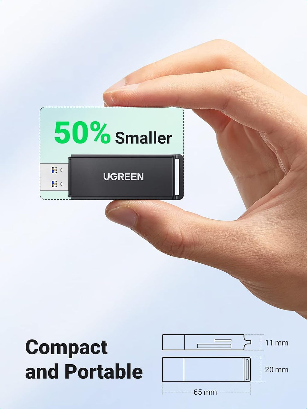 SD Card Reader Portable USB 3.0 | Dual Slot Flash Memory Card Adapter Hub for TF SD Micro SD SDXC SDHC for Mac