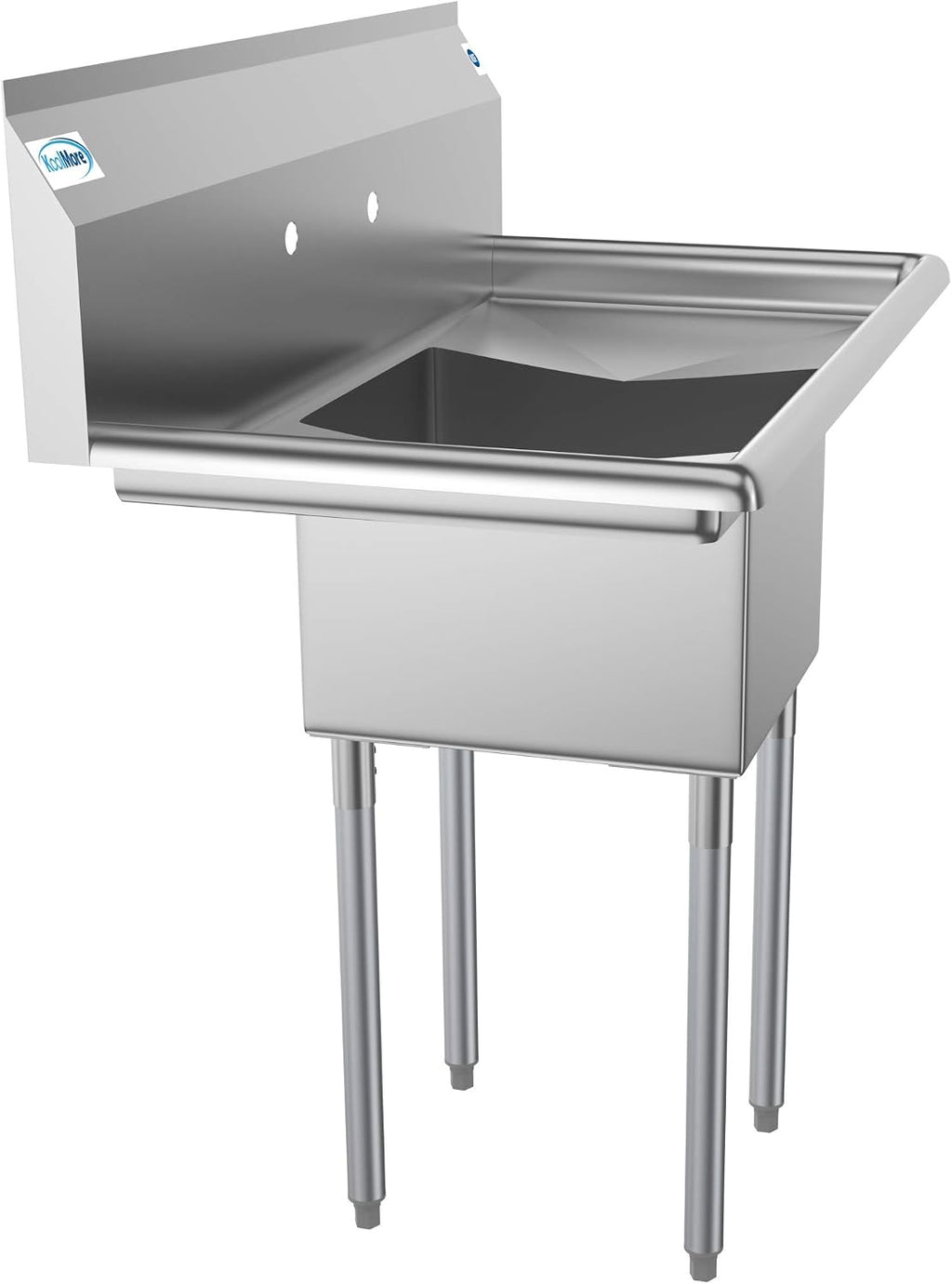1 Compartment Stainless Steel NSF Commercial Kitchen Prep & Utility Sink with 2 Drainboards - Bowl Size 14" x 16" x