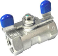 1/4" Stainless Steel (316) Ball Valve - 1 piece Standard Port, 1,000 psi (WOG) w/butterfly handle