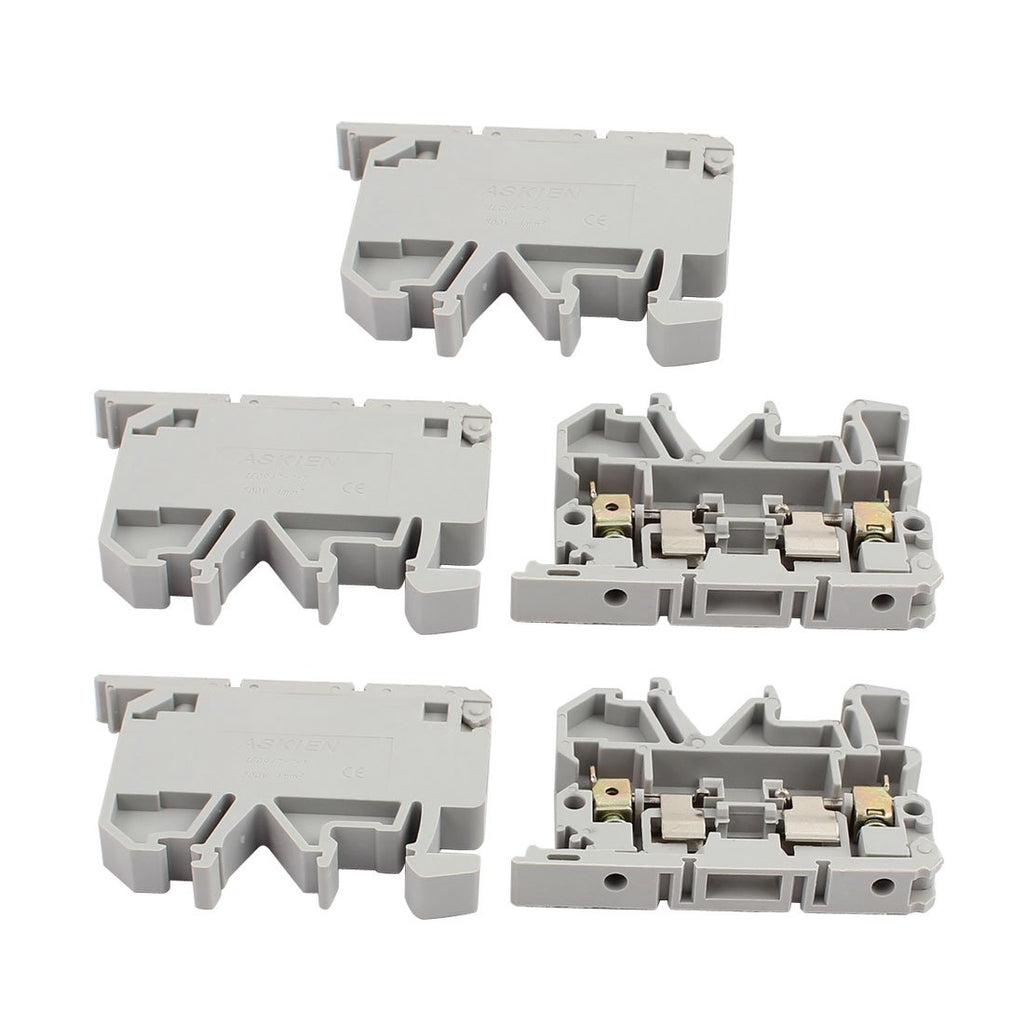 uxcell 5Pcs ASK1EN DIN Rail Mount Fuse Holder Terminal Block 500V 4mm2 Cable Gray