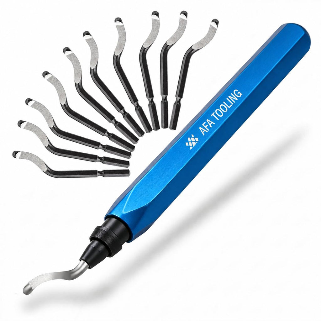 AFA Tooling Deburring Tool, 11 M2 HSS Blades, CNC Anodized Aluminum Handle