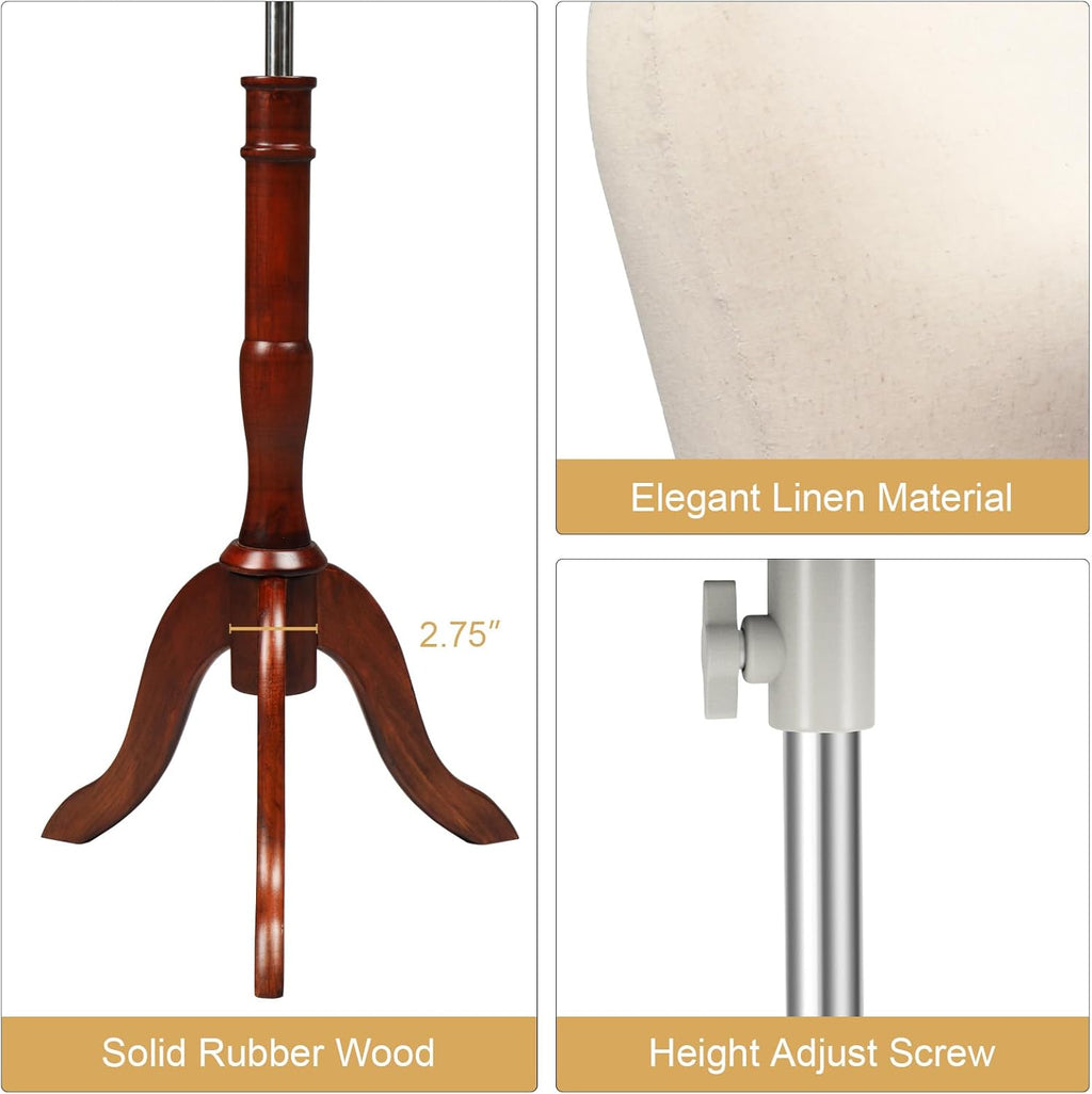 Female Dress Form Pinnable Mannequin Body Torso with Wooden Tripod Base Stand (Beige, 10-12)