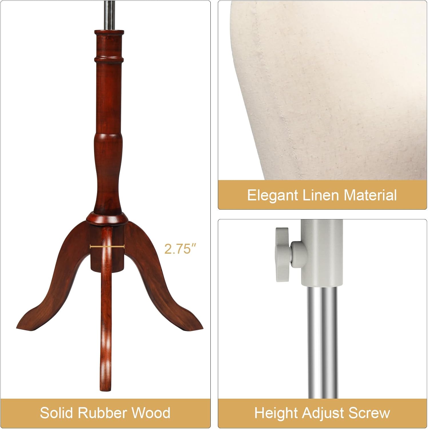 Female Dress Form Pinnable Mannequin Body Torso with Wooden Tripod Base Stand (Beige, 10-12)