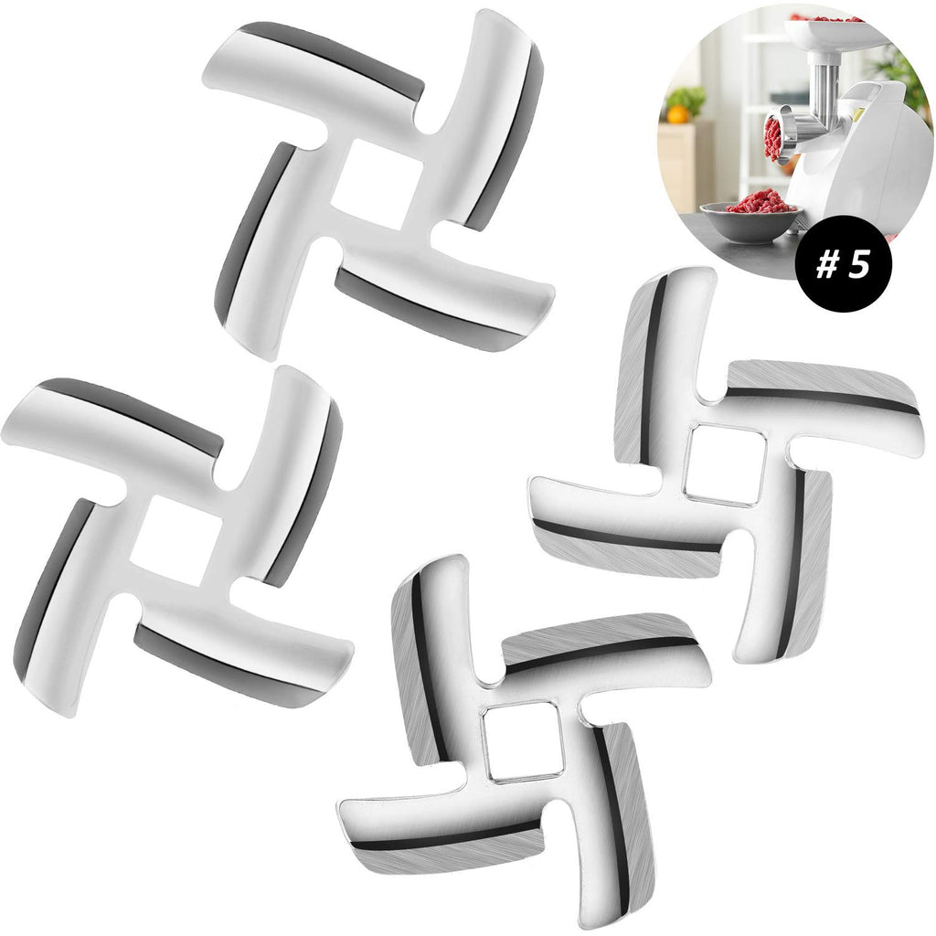 Mudder 4 Pack Size 5 Meat Grinder Blade Stainless Steel Replacement Grinder