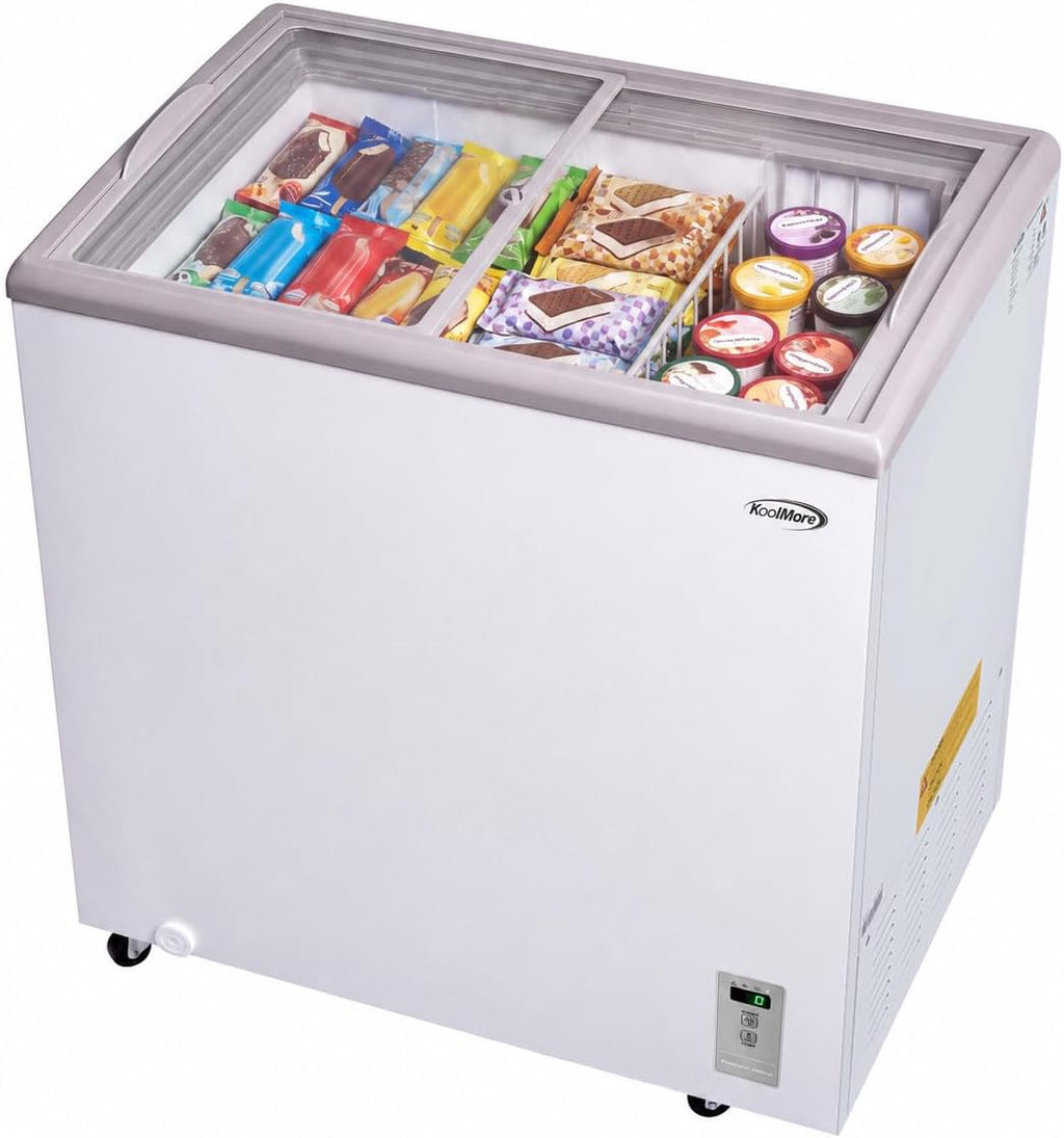30 in. Commercial Flat Top Ice Cream Display Freezer, NSF Listed, 7 Cu. Ft. in White