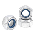 4Pcs M10-1.25 Nylon Locking Hex Nuts CarbonSteel Blue and White