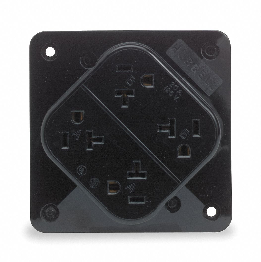 Hubbell Wiring Device-KELLEMS 20A Commercial Environments Receptacle, Black; Tamper Resistant: No