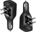 2Pack USB Car Charger, 2-in-1 Portable With Foldable Plug Wall Charger for iPhone X XR XS 7 8 Plus Note 8 9 Galaxy S8