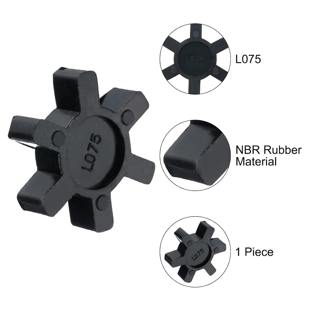 uxcell 8pcs L75 Jaw Coupling Insert, Flexible Solid Type NBR Rubber Jaw Coupling Center Inserts for L Jaw Coupling L-Jaw Coupler Set, Black