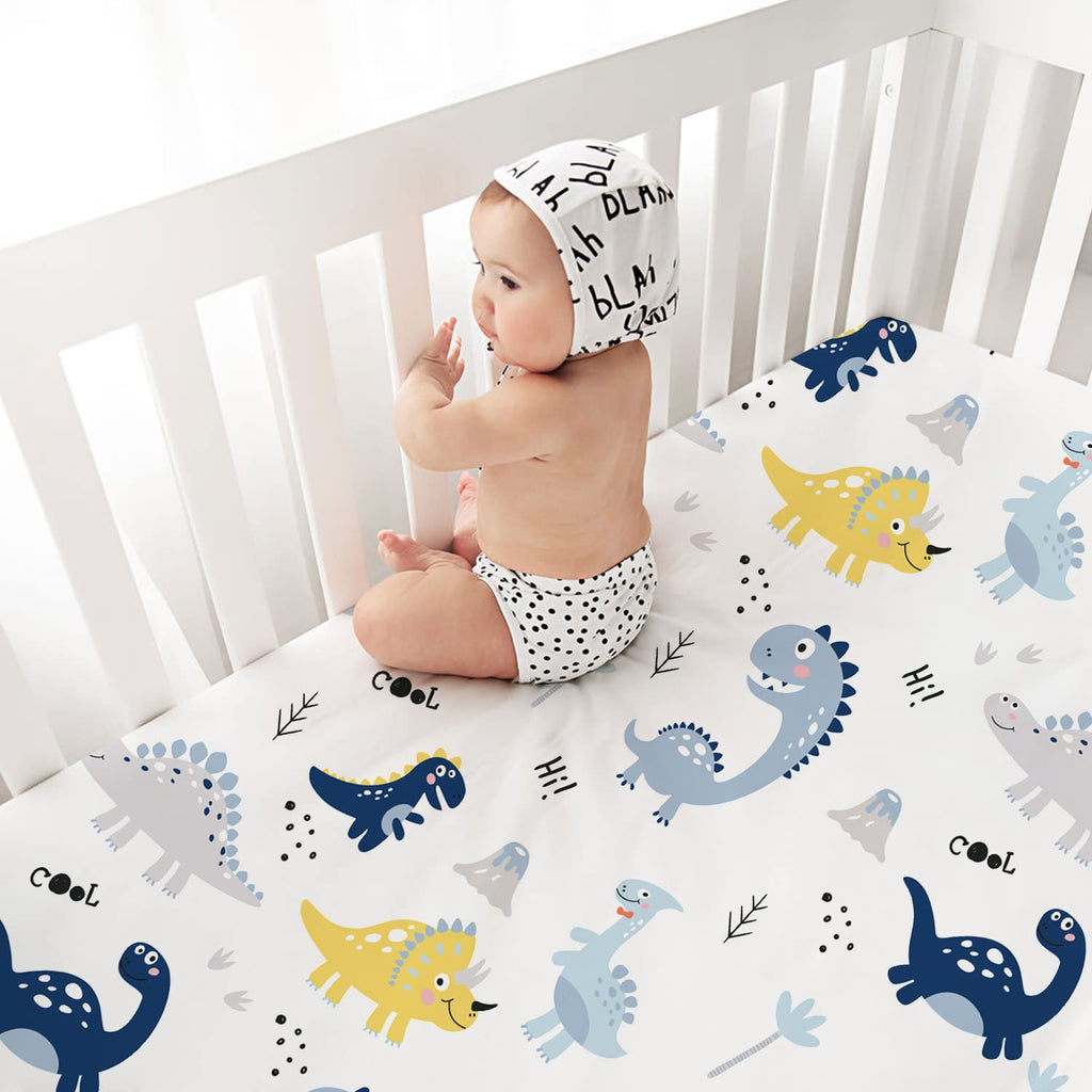 Crib Sheets for Baby Boys 4 Pack, 28"x 52" Extra Soft Microfiber Crib Sheet Set for Standard Crib & Toddler Mattress
