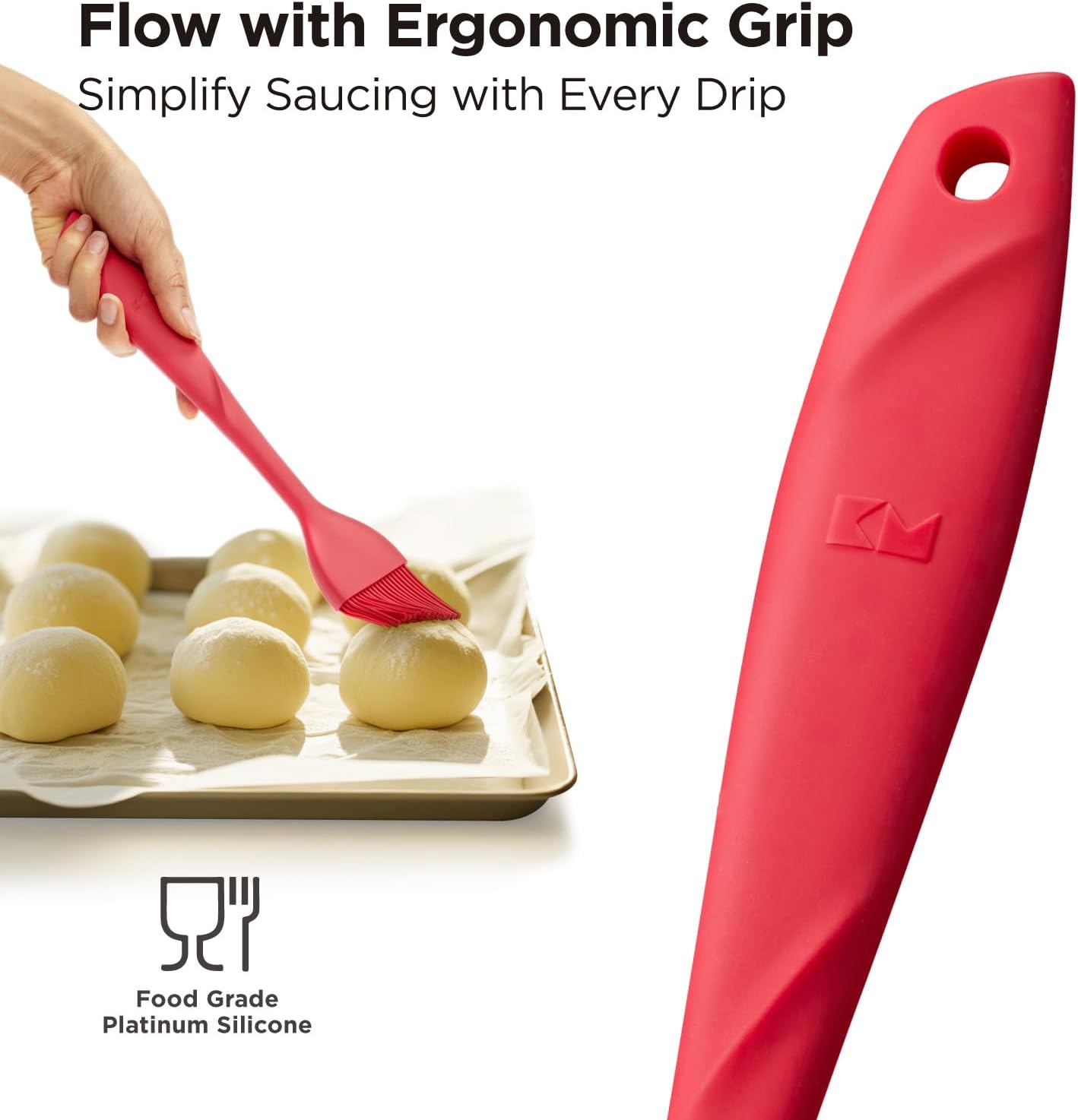 WaltzGrip Platinum Silicone Basting Pastry Brush: Set of 2 Heat-Resistant Brushes Utensils for Cooking, Baking