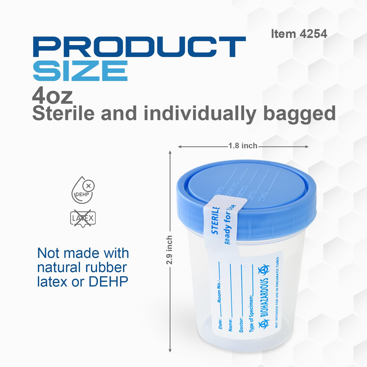 LabChoice Specimen Containers for Urine Sample Collection - 4 oz - Sterile - Tamper-Evident Seal with Writing Label