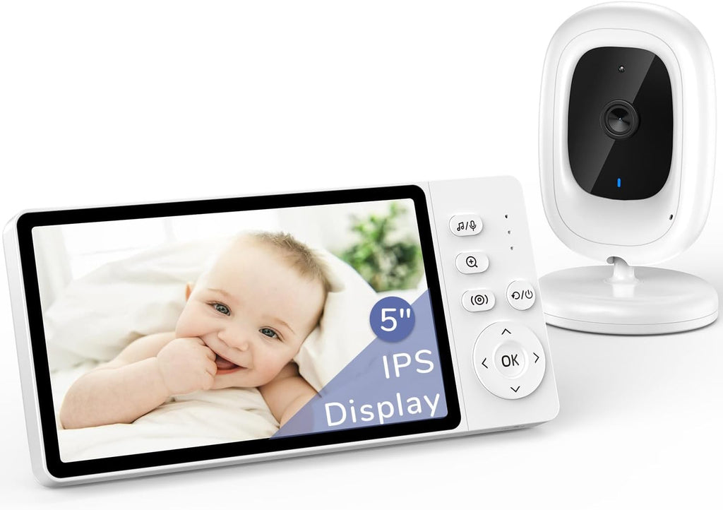 No WiFi Video Baby Monitor, 1080P 5" IPS Display, VOX | HD Night Vision, Two-Way Talk, 3X Zoom, Temperature Sensor