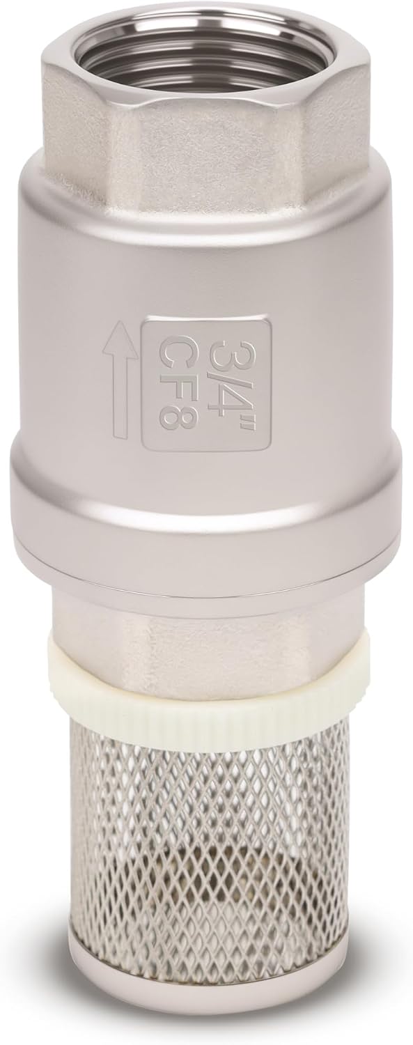3/4" NPT Foot Valve with Filter, Stainless, Heavy Duty, Female Thread, DN20