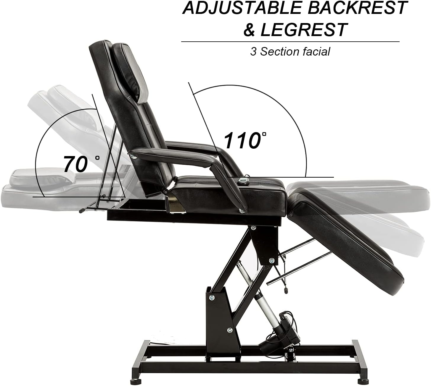 Electric Height Adjustable Tattoo Chair Massage Bed Black 0100