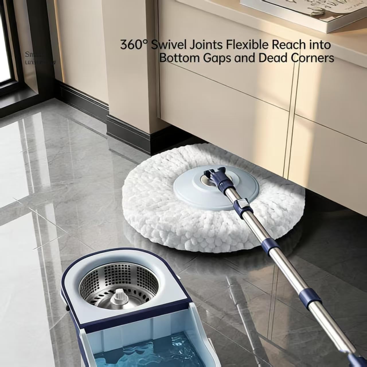 Spin Mop & Bucket System with 4 Washable Microfiber Mop Pads – Ideal Hardwood Floor Mop with Bucket for All Hard