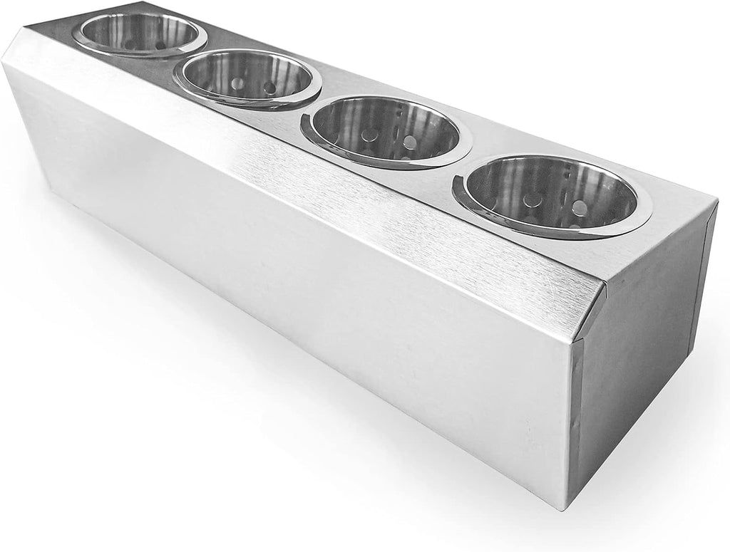 Flatware Organizers Stainless Steel Cylinder Flatware Silverware Utensil Holder Organizer Caddy (4 holes)