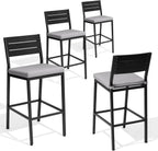 26.8"Outdoor/ Indoor Counter Height Bar Stools Set of 4 with Backrest