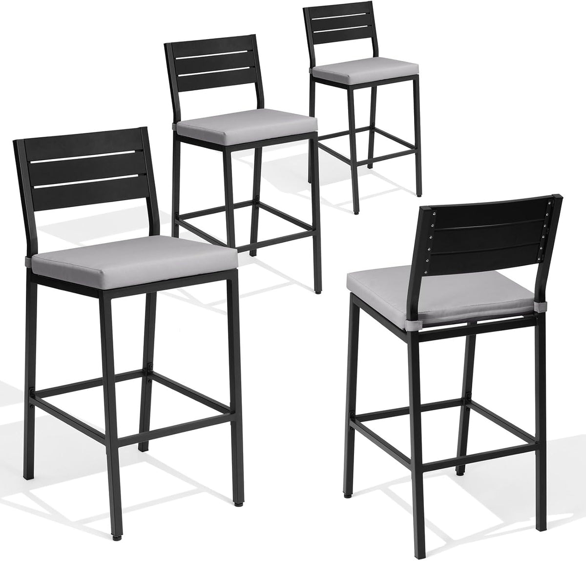26.8"Outdoor/ Indoor Counter Height Bar Stools Set of 4 with Backrest