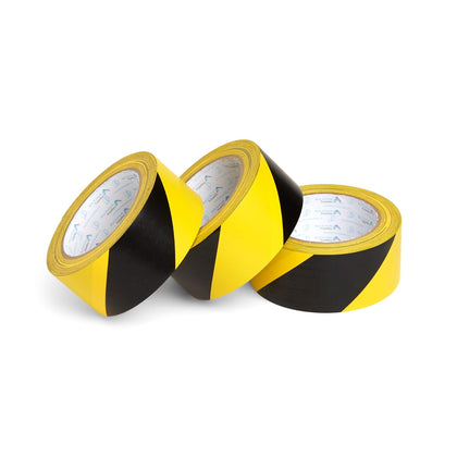 3 Pk Floor Marking Tape, 2" x 108 ft, Black and Yellow | Safety Hazard Stripe Tape