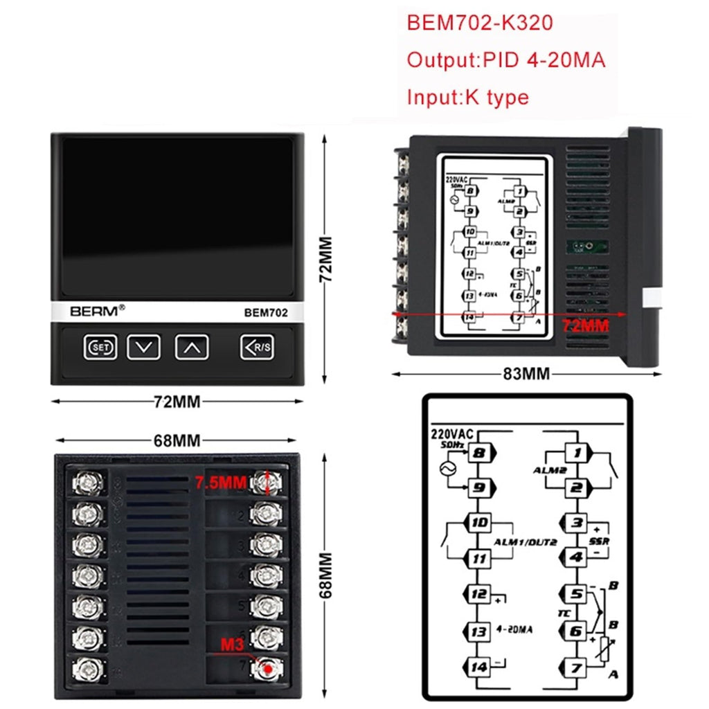 PID Thermostat Temperature Controller LCD Digital Display 0-400C