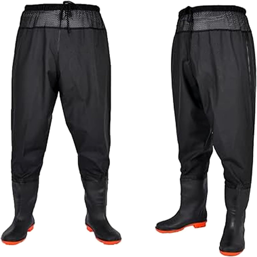 Fishing Waders with Boots, Nylon/PVC Waist Wader Pants Fishing Waders for Men Women, Waterproof Bootfoot Waders