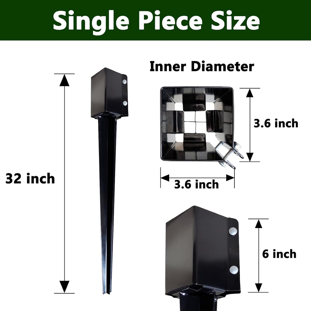 4 Pcs 32 Inch 4"x4" Fence Post Anchor Ground Spike (Fit 3.5"x3.5")