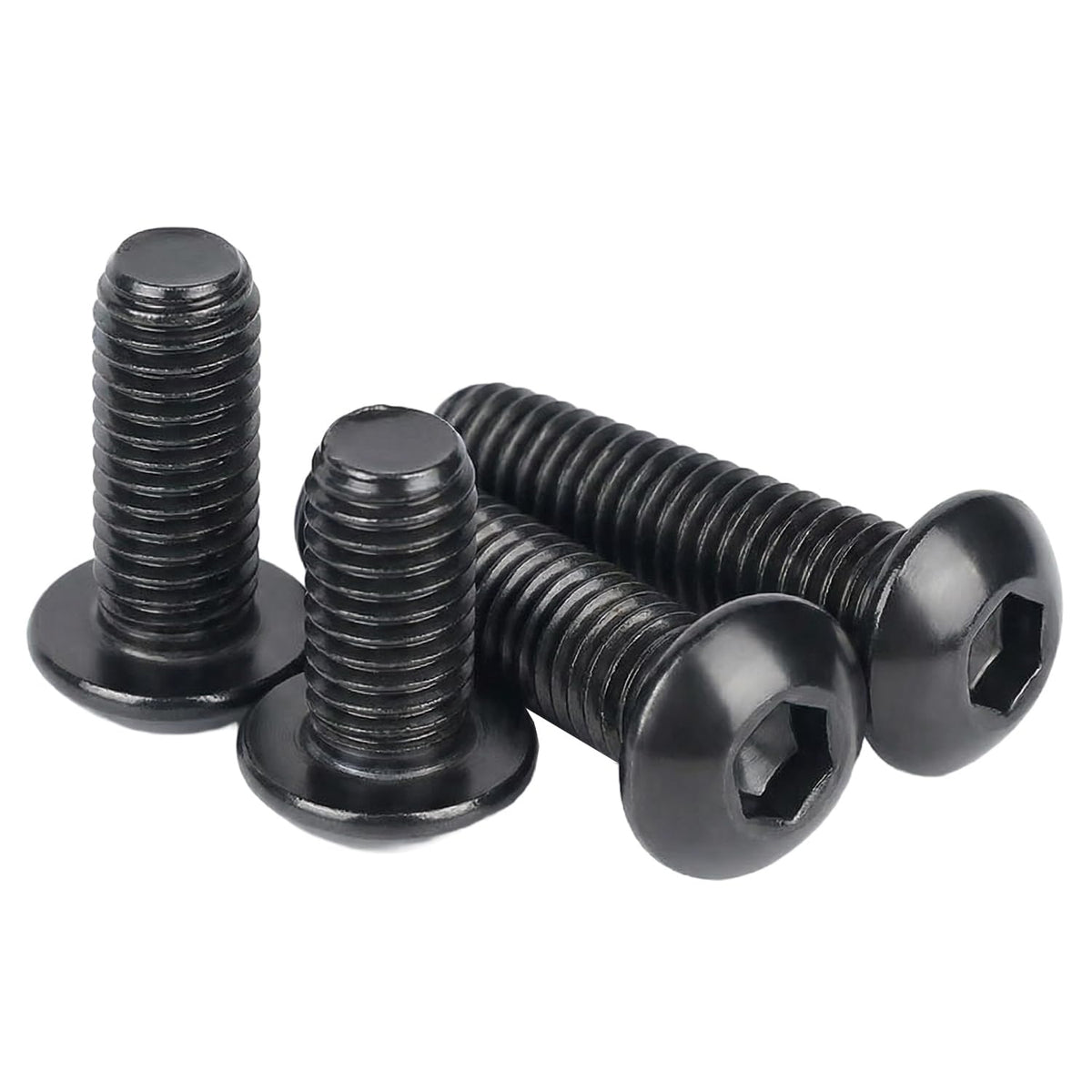M3 x 12mm(50 Pack) Button Head Hex Socket Cap Screws Bolts, Hex Drive Bright Finish Fully Machine Thread, Corrosion Resistant Black Oxide 304 Stainless Steel 18-8 Screws