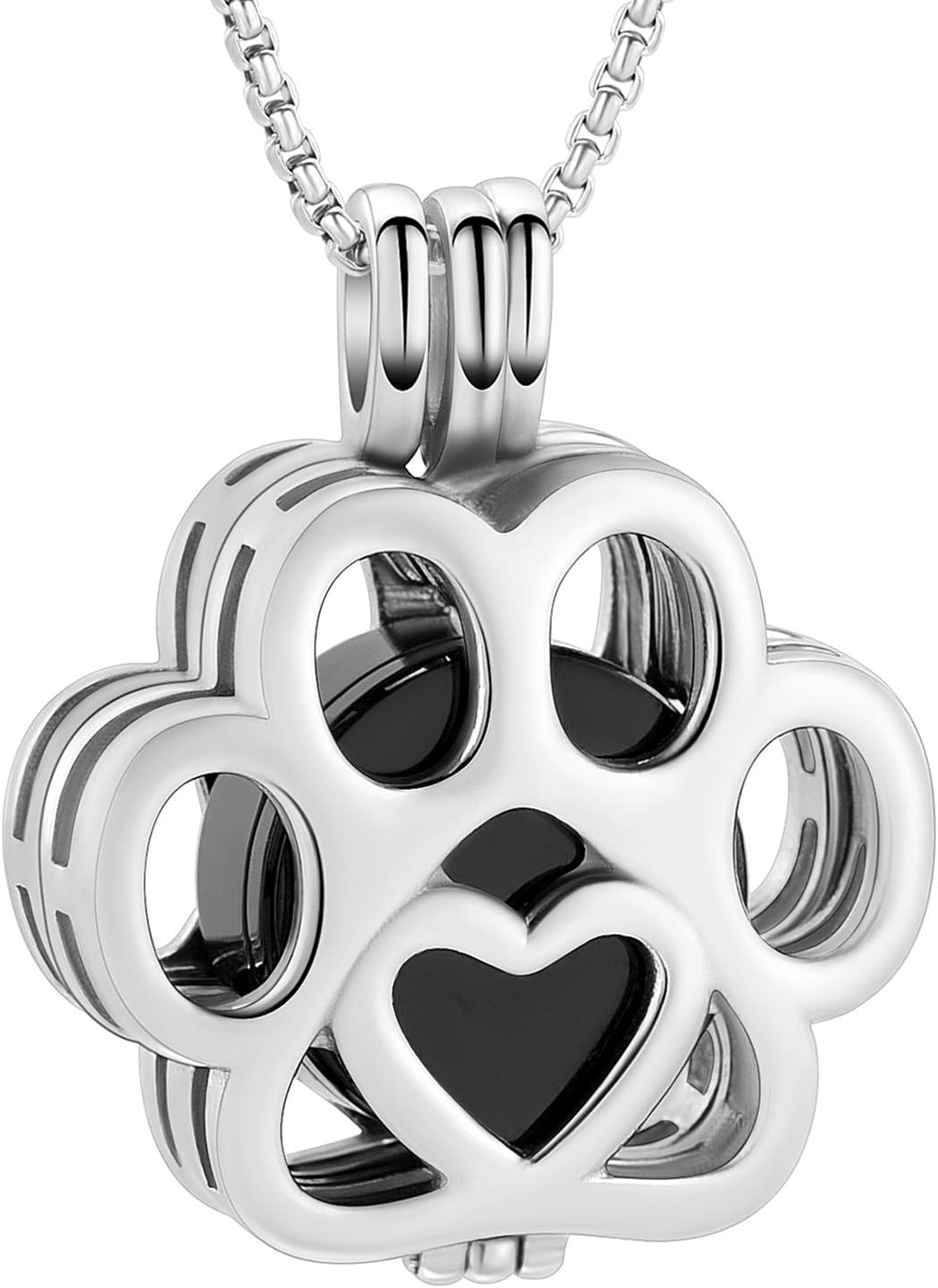 Pet Cremation Jewelry For Ashes For Dog/Cat Paw Stainless Steel Memorial Locket Urn Necklace Inside Mini Case