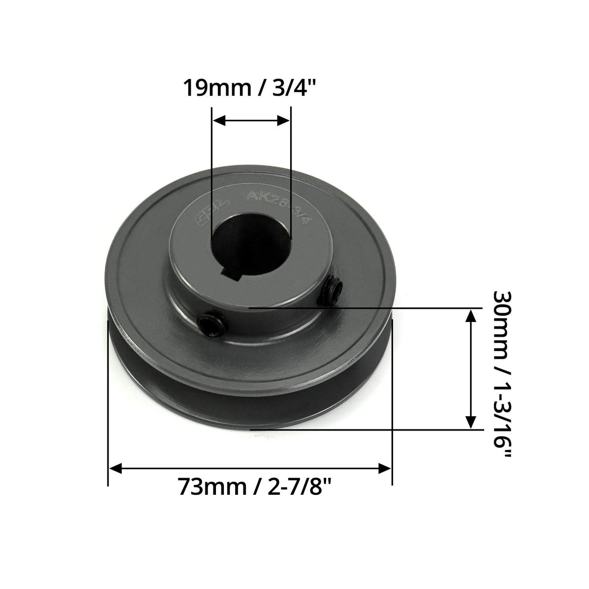 QWORK Single Groove Web Sheaves, 2.85" OD 3/4" V-Belt Sheave for V-Belt, AK2834