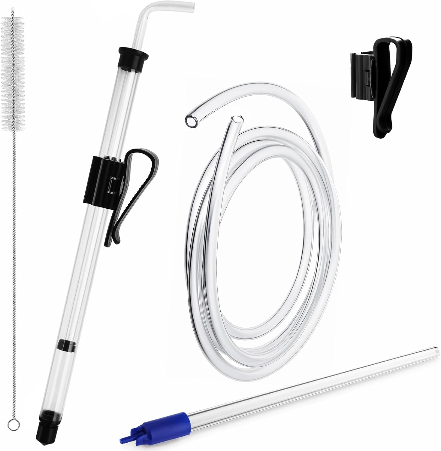 14" Auto Siphon with Bottling Wand 3/8" Racking Cane for Wine Making | 5.5FT Food Safe Silicone Tubing, Effortless