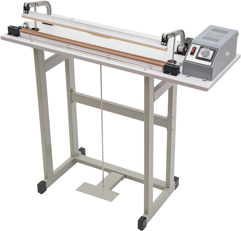Heat Sealing Machine, 22.83" Foot Pedal Impulse Sealer, 0.2-2.5S Fast Heating, 0.024In Width & Adjustable Heating