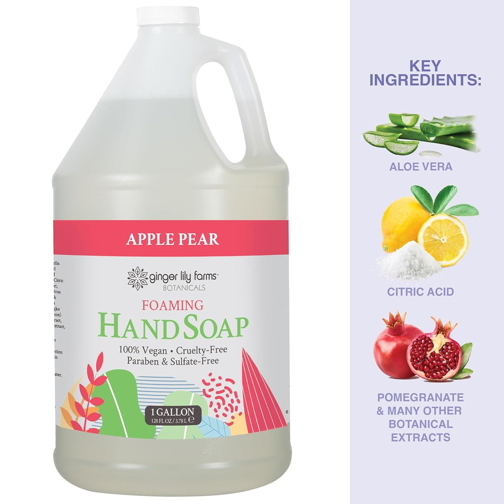 Botanicals Foaming Hand Soap, 128oz, Apple Pear
