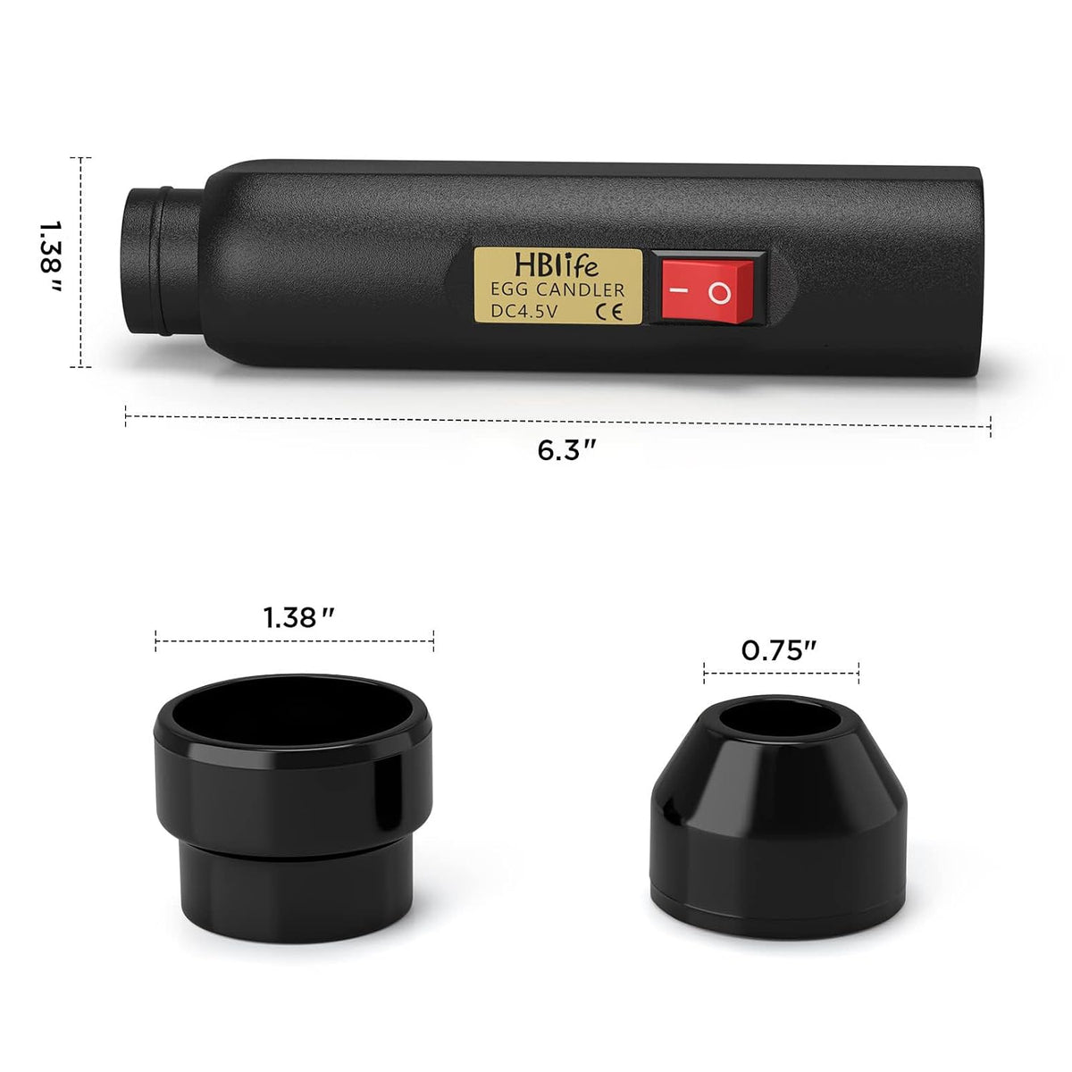 Wired LED Egg Candler, Bright Cool Light Egg Candler Tester for Monitoring Egg Development with 2 Soft Rubber