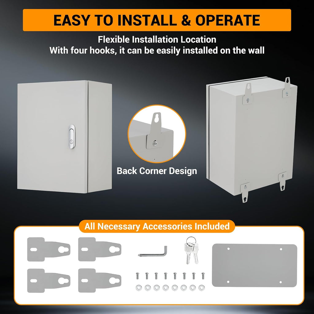 Outdoor Electrical Enclosure, 12 * 10 * 6in Cold Rolled Steel Box