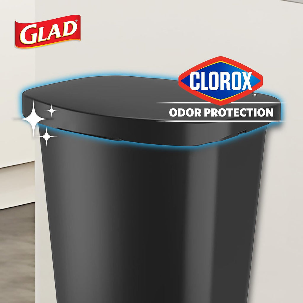 Premium Trash Can with Clorox Odor Protection, 13 Gallon, Black | Plastic Kitchen Waste Bin | Hands Free with