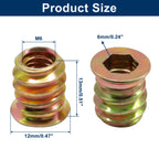 Piutouyar 20 Pcs M6x13mm Threaded Inserts Nuts for Wood