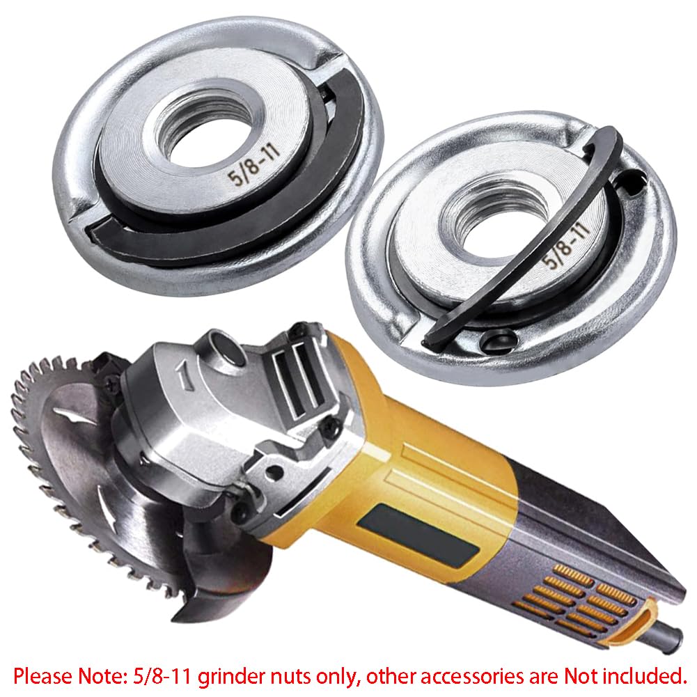 2Pcs Angle Grinder Flange Locking Nuts with 5/8-11 Inch Thread Quick Change