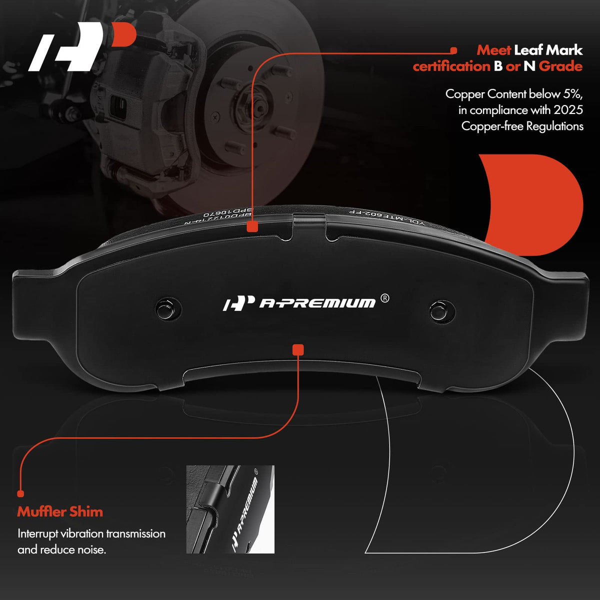 A-Premium Rear Ceramic Brake Pads Compatible with Ford