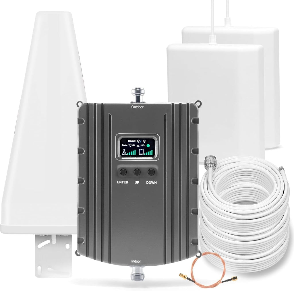 Cell Phone Booster, Cell Phone Signal Booster with 2 Indoor Panel Antennas for Band 66/2/4/5/12/17/13/25,Up to 8000