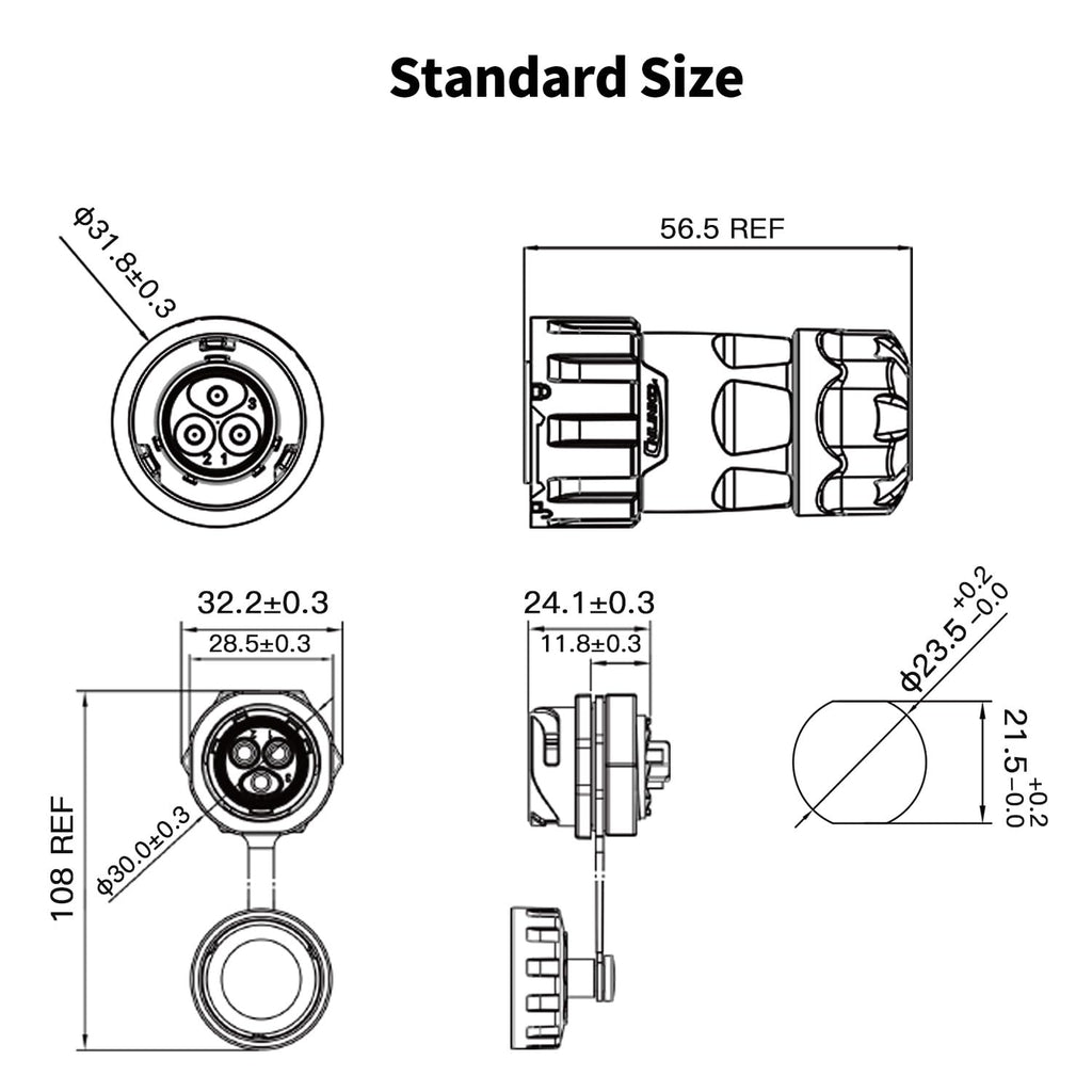 CNLINKO YM-20 3-Pin IP68 Waterproof Circular Connector PBT Plastic Shell