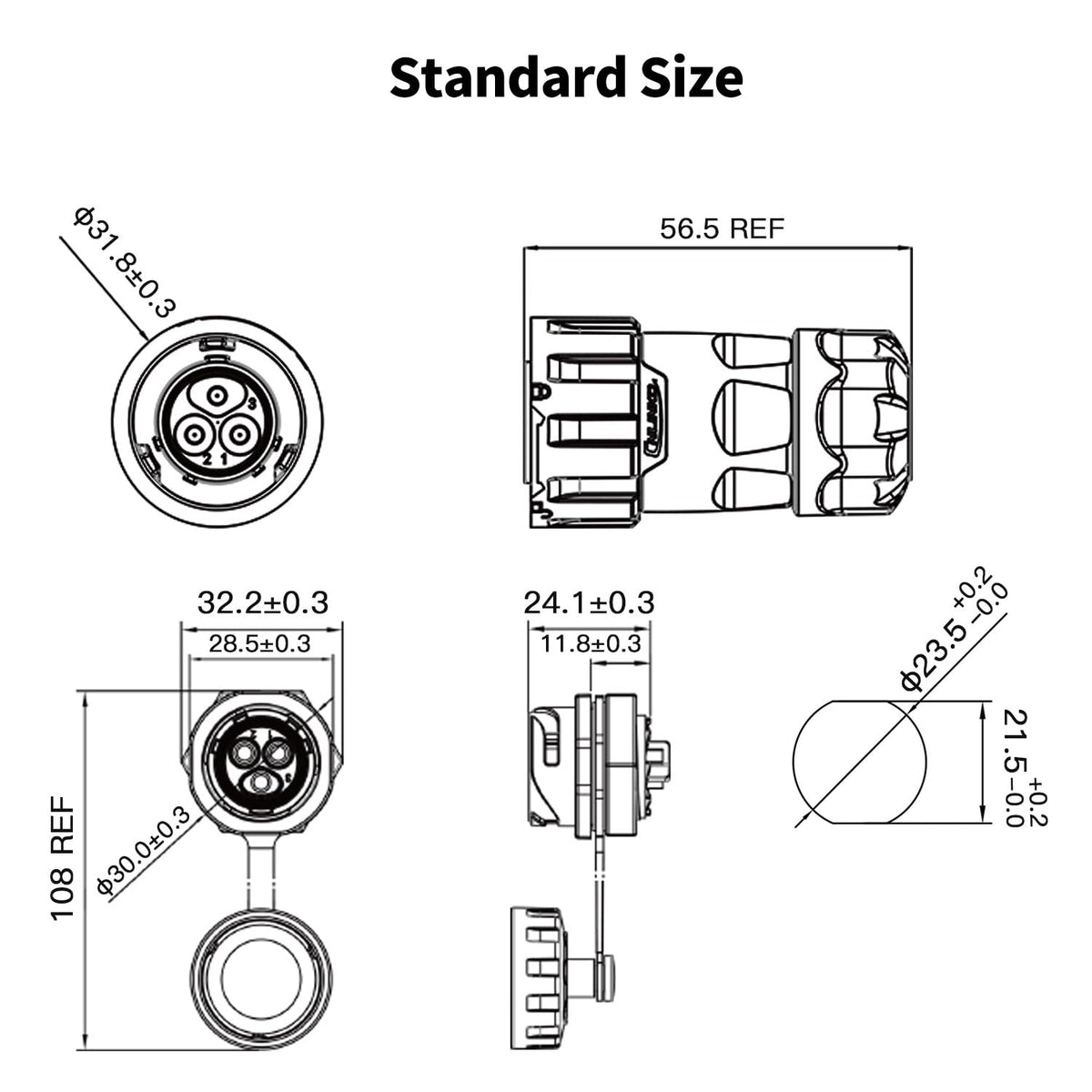CNLINKO YM-20 3-Pin IP68 Waterproof Circular Connector PBT Plastic Shell