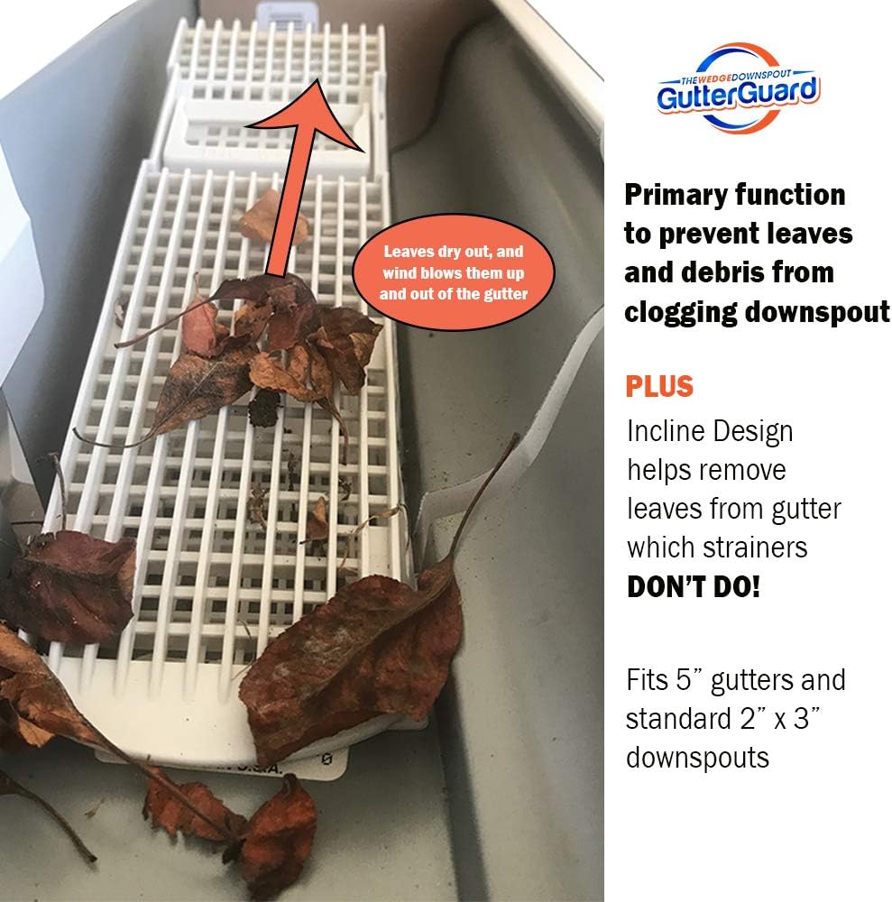 The Gutter Guard - Wedge Eliminates Downspout Pipe Clogs From Leaves and Debris - 2-Pack