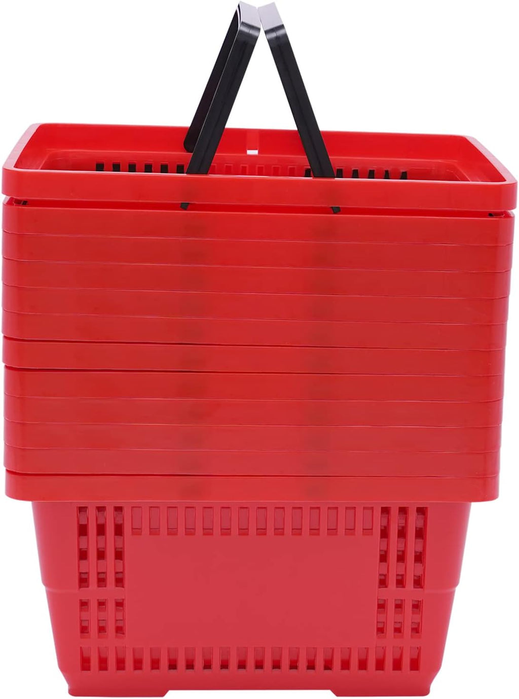 12PCS Shopping Baskets with Handles, 21L Plastic Grocery Basket for Retail Store, Supermarket, Grocery Shopping |17"