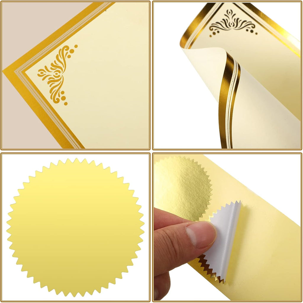 50 Sheets Graduation Award Certificate Papers 8.5 x 11 Inches with Seals, Blank Gold Foil Border Diploma Paper for