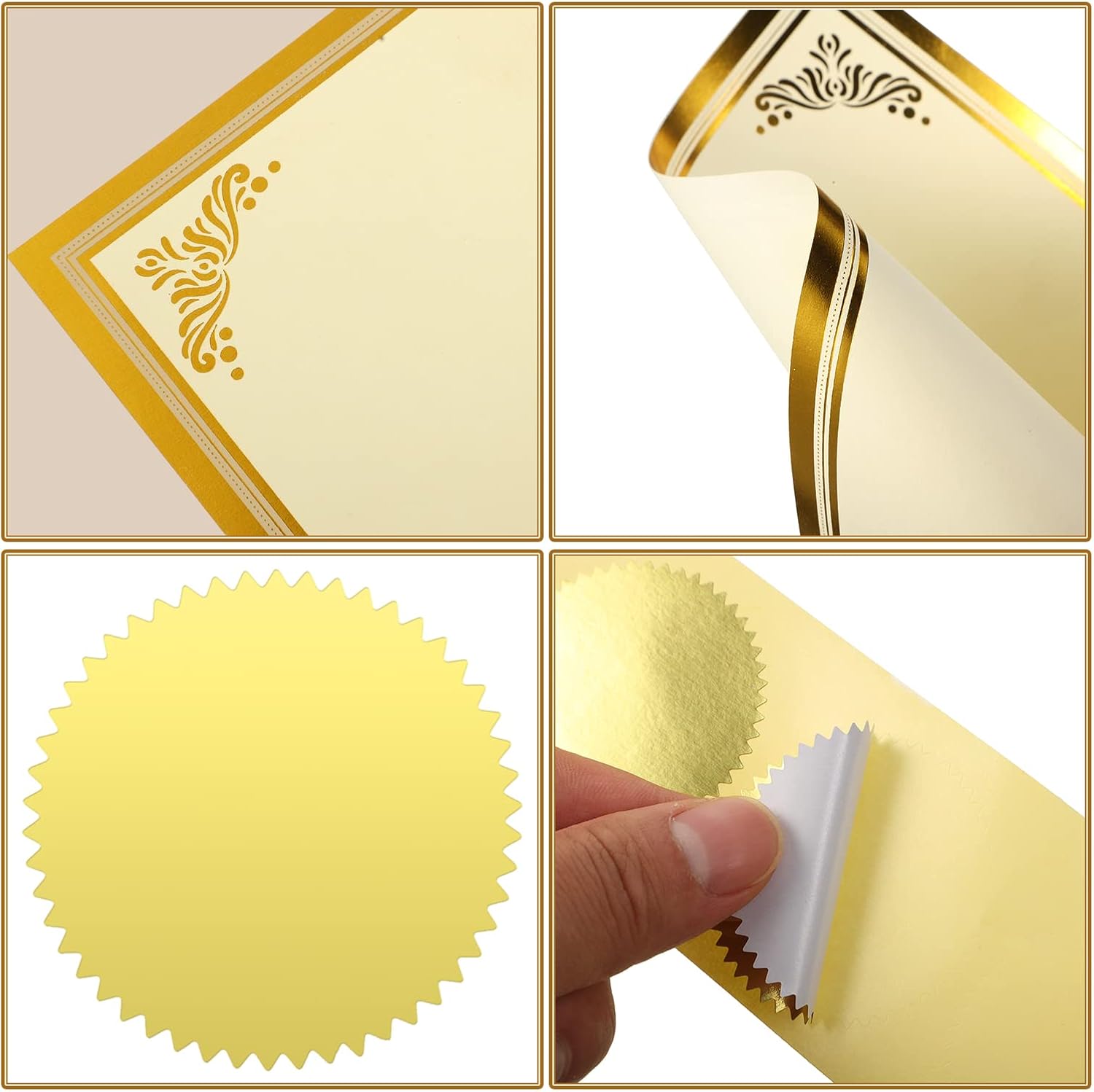 50 Sheets Graduation Award Certificate Papers 8.5 x 11 Inches with Seals, Blank Gold Foil Border Diploma Paper for
