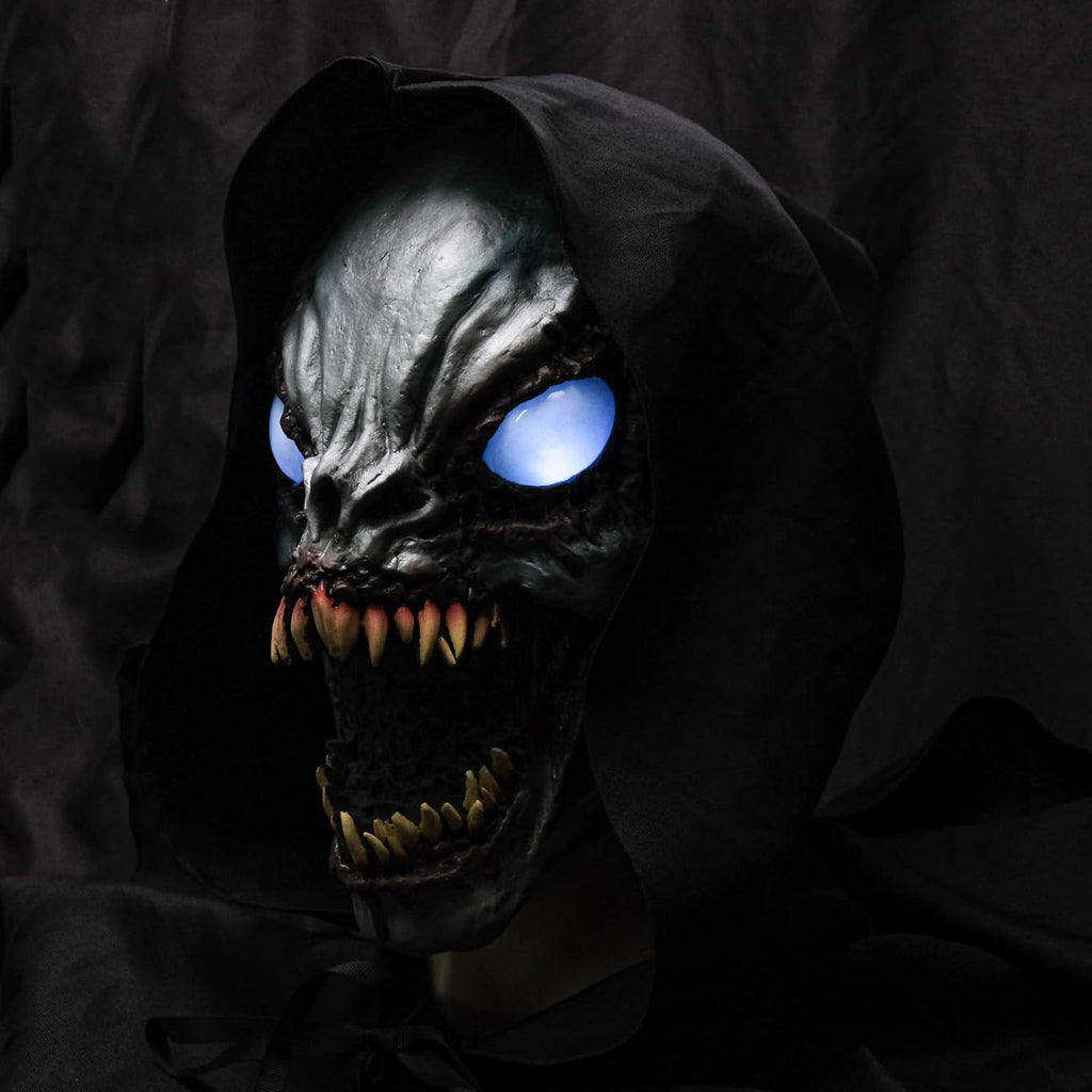 Ghoulish LED Light Up Latex Mask Full Head Demon Monster Halloween Costume | realistic scary horror monster texture