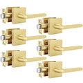 Brushed Gold Closet Door Handles Passage, Hallway - 6 Pack