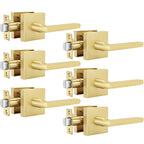 Brushed Gold Closet Door Handles Passage, Hallway - 6 Pack